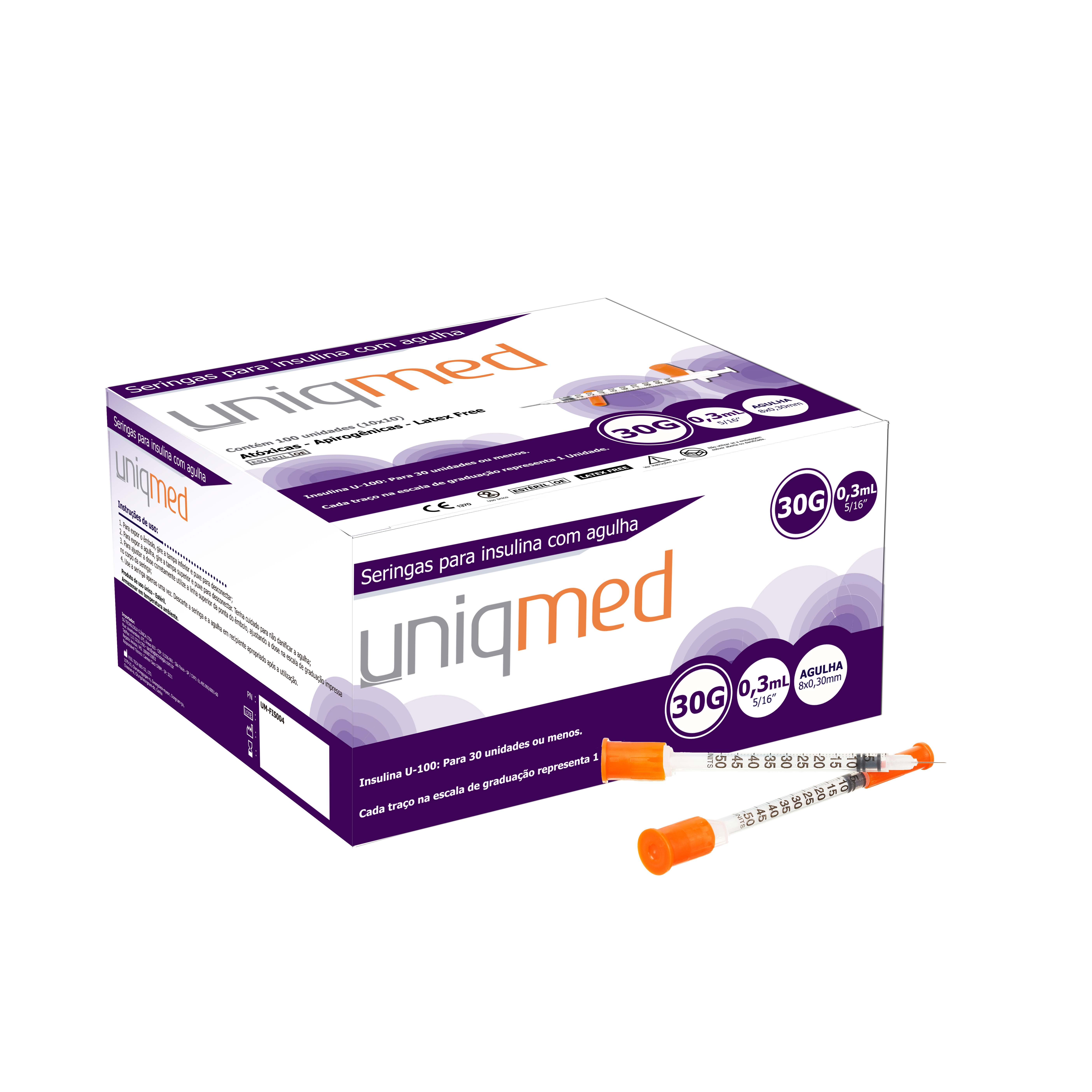 SERINGAS PARA INSULINA COM AGULHA - 0,3ML 30G