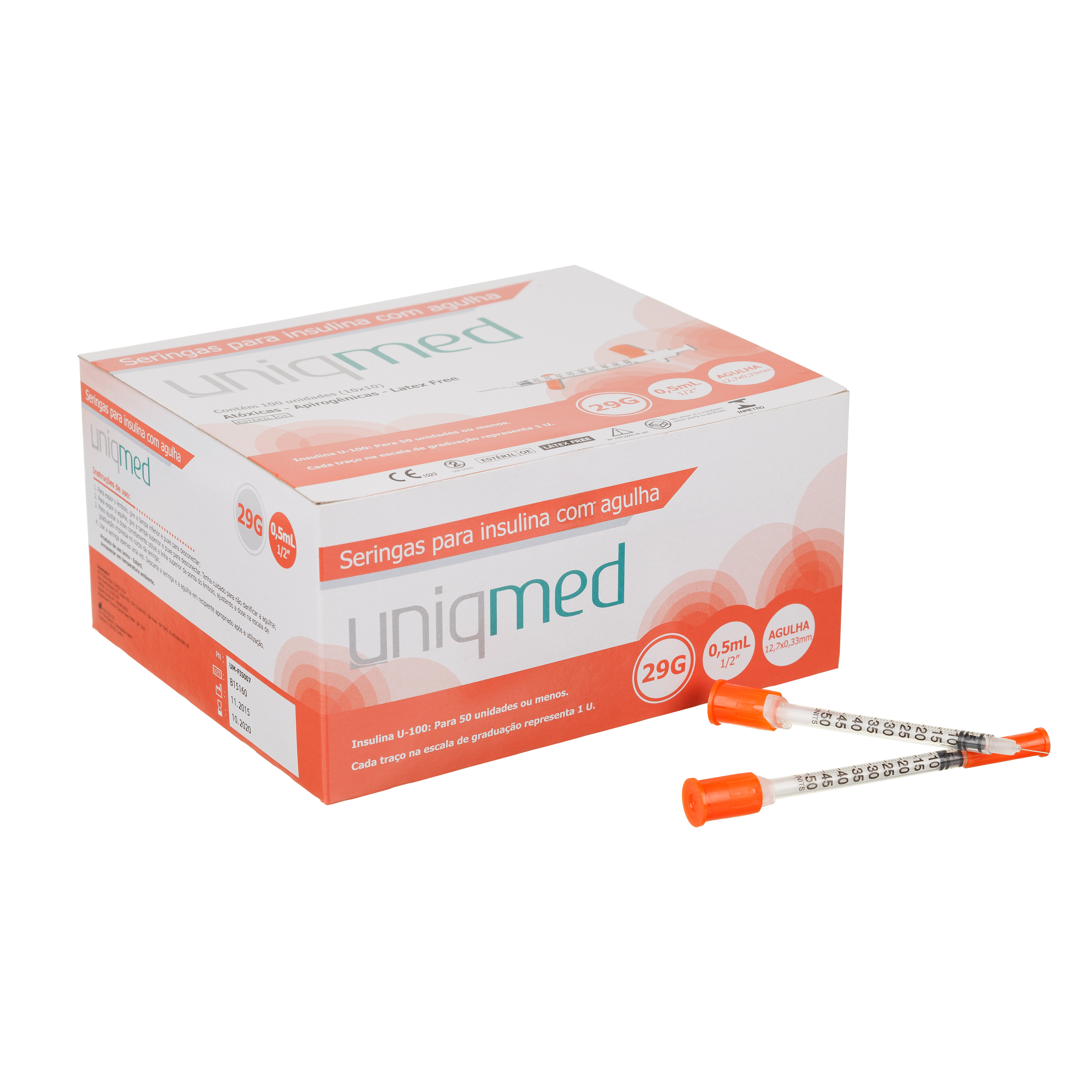 SERINGAS PARA INSULINA COM AGULHA – 0,5ML 29G