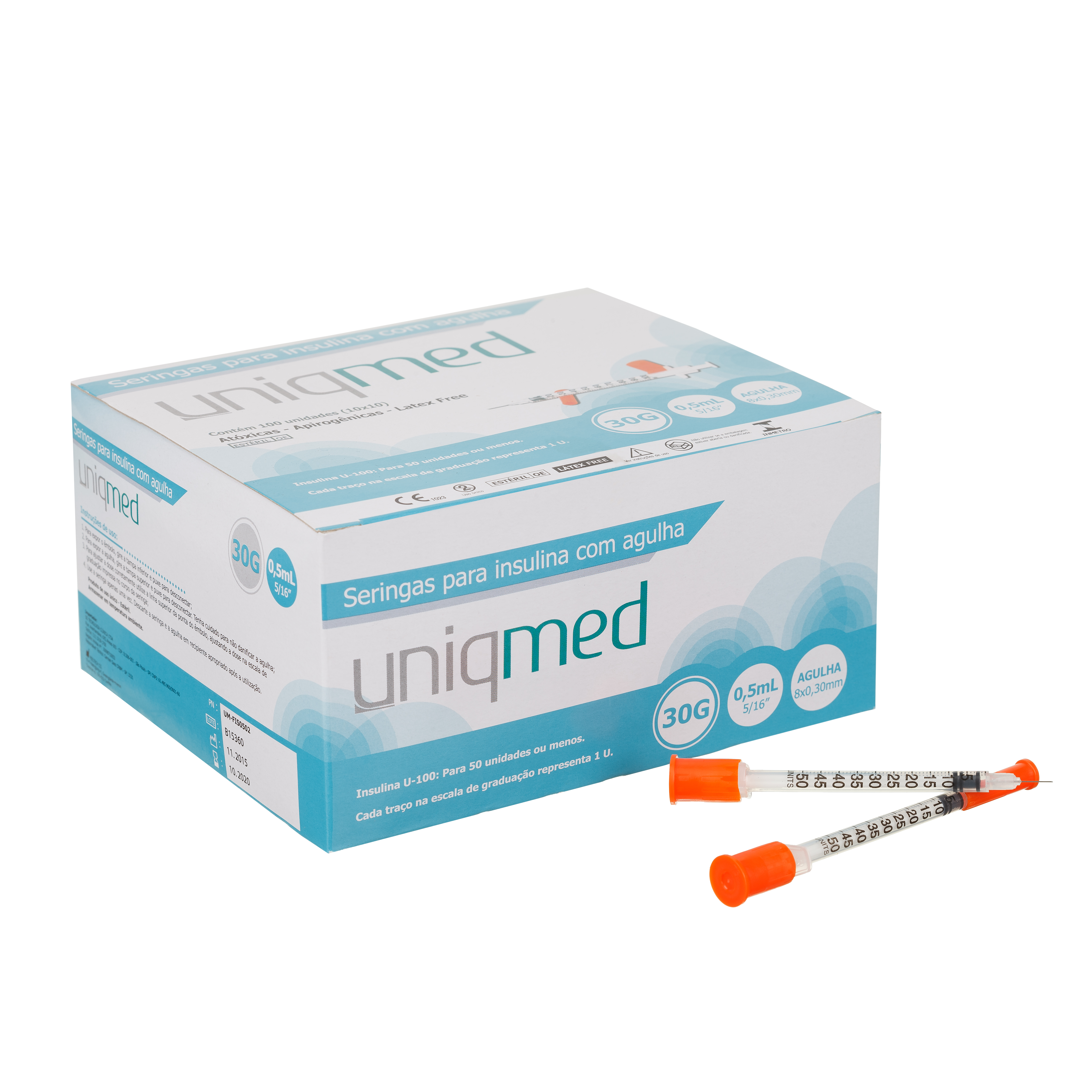 SERINGAS PARA INSULINA COM AGULHA - 0,5ML 30G