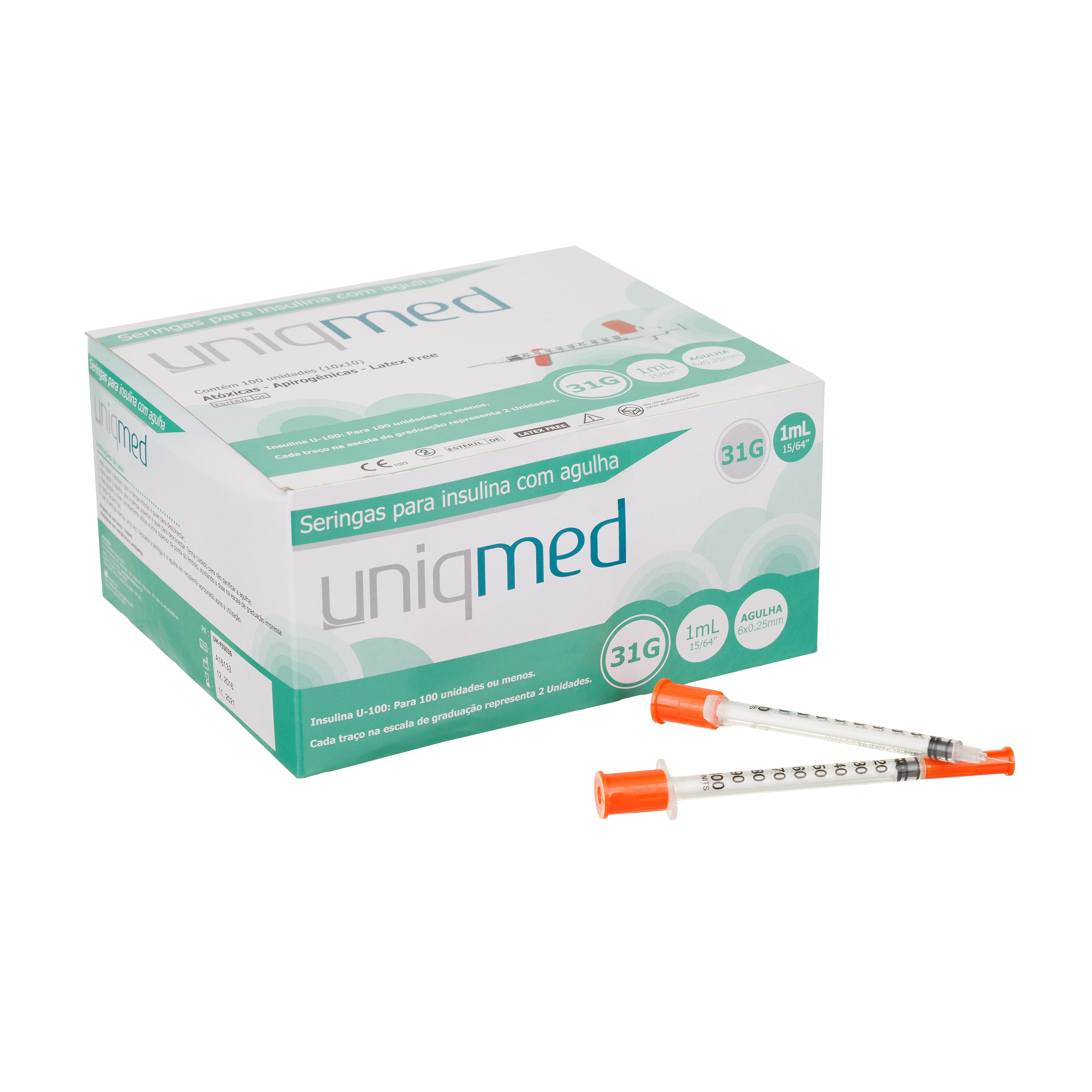 SERINGAS PARA INSULINE COM AGULHA - 1,0ML 31G